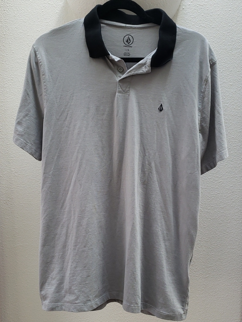 Volcom Light Gray Polo with Black Collar